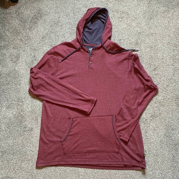 Lee Hooded Henley Red - Picture 1 of 3
